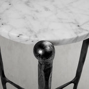 Hand-Forged Metal Round  Horn Marble Coffee Table & Side Table