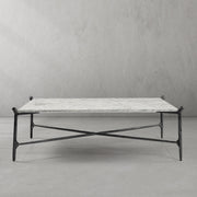 Hand-Forged Metal Square Horn Marble Coffee Table 39