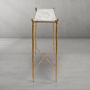 Hand-Forged Metal Rectangle Horn Marble Console Table