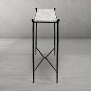 Hand-Forged Metal Rectangle Horn Marble Console Table