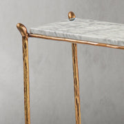 Hand-Forged Metal Rectangle Horn Marble Console Table