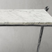 Hand-Forged Metal Rectangle Horn Marble Console Table