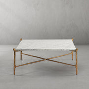 Hand-Forged Metal Square Horn Marble Coffee Table 39