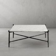 Hand-Forged Metal Square Horn Marble Coffee Table 39