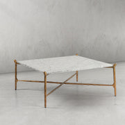 Hand-Forged Metal Square Horn Marble Coffee Table 39