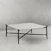 Hand-Forged Metal Square Horn Marble Coffee Table 39