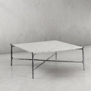 Hand-Forged Metal Square Horn Marble Coffee Table 39