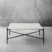 Hand-Forged Metal Square Horn Marble Coffee Table 39