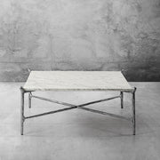 Hand-Forged Metal Square Horn Marble Coffee Table 39