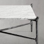 Hand-Forged Metal Square Horn Marble Coffee Table 39