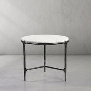 Hand-Forged Metal Marble Round Side Table 3 Leg 24