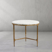 Hand-Forged Metal Marble Round Side Table 3 Leg 24