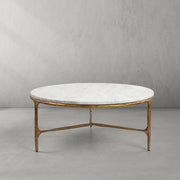 Hand-Forged Metal Marble Round Coffee Table 3 Legs 35