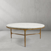 Hand-Forged Metal Marble Round Coffee Table 3 Legs 35