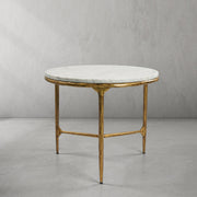 Hand-Forged Metal Marble Round Side Table 3 Leg 24