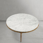 Hand-Forged Metal Marble Round Coffee Table 3 Legs 35