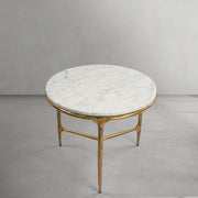 Hand-Forged Metal Marble Round Side Table 3 Leg 24
