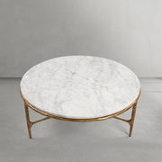 Hand-Forged Metal Marble Round Coffee Table 3 Legs 35