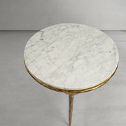 Hand-Forged Metal Marble Round Side Table 3 Leg 24