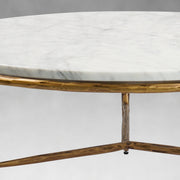 Hand-Forged Metal Marble Round Coffee Table 3 Legs 35
