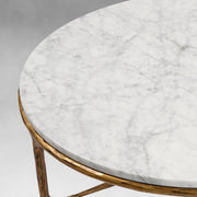 Hand-Forged Metal Marble Round Coffee Table 3 Legs 35