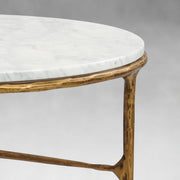 Hand-Forged Metal Marble Round Coffee Table 3 Legs 35