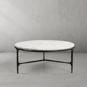Hand-Forged Metal Marble Round Coffee Table 3 Legs 35