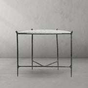 Hand-Forged Metal Horn Semi-Circle Marble Console Table
