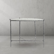 Hand-Forged Metal Horn Semi-Circle Marble Console Table