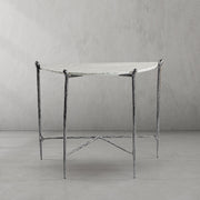 Hand-Forged Metal Horn Semi-Circle Marble Console Table