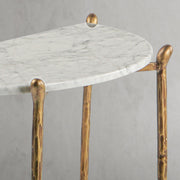 Hand-Forged Metal Horn Semi-Circle Marble Console Table