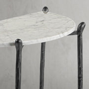 Hand-Forged Metal Horn Semi-Circle Marble Console Table