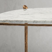 Hand-Forged Metal Horn Semi-Circle Marble Console Table