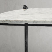 Hand-Forged Metal Horn Semi-Circle Marble Console Table