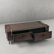 Hand-Forged Metal Vintage Cowhide Rattan Coffee Table