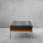 Hand-Forged Metal Vintage Leather Square Coffee Table