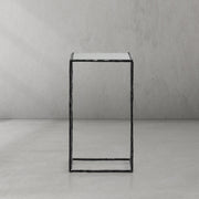 Hand-Forged Metal Glass C-Shaped Side Table