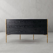 Hand-Forged Metal Metal Frame Rattan Side Cabinet