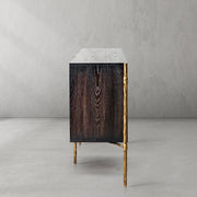 Hand-Forged Metal Metal Frame Rattan Side Cabinet