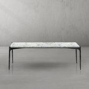 Hand-Forged Metal Rectangle Horn Marble Coffee Table 48