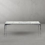 Hand-Forged Metal Rectangle Horn Marble Coffee Table 48
