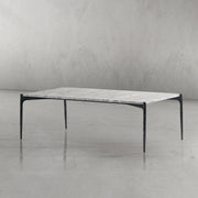 Hand-Forged Metal Rectangle Horn Marble Coffee Table 48