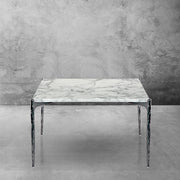 Hand-Forged Metal Rectangle Horn Marble Coffee Table 48