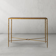 Hand-Forged Metal Metal Frame Elm Wood Console Table