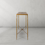Hand-Forged Metal Metal Frame Elm Wood Console Table