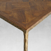 Hand-Forged Metal Metal Frame Elm Wood Console Table