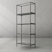 Hand-Forged Metal White Marble Shelving