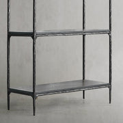 Hand-Forged Metal White Marble Shelving