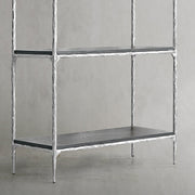 Hand-Forged Metal White Marble Shelving