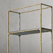 Hand-Forged Metal White Marble Shelving